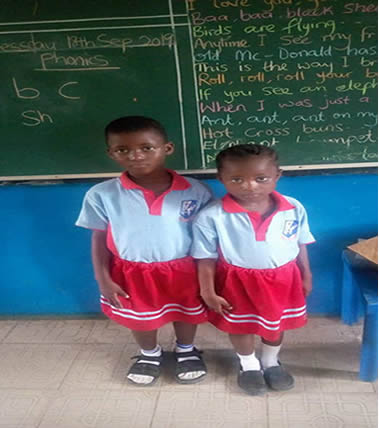 Kids School Project – Scholarship given by AbikeAde Foundation to Miss Elizabeth Okafor & Daramola.They are in their 4th year in Primary School.
