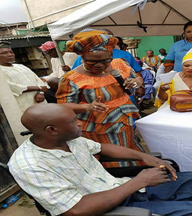 AbikeAde Foundation donates Wheel Chairs to the physically challenged people at Isolo Lagos, 2016.